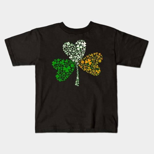 Irish Flag for Ireland Fans Shamrock Pattern St Patrick's Day Kids T-Shirt by Mewzeek_T